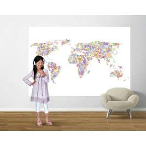  Peace & Love World Map   Bright Prepasted Wall Mural: Home 