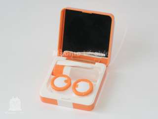 Orange Tic Tac Toe Symbol Rectangular Contact Lens Case (Traveling 