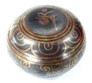 Throat Chakra Tibetan SINGING Bowl with Gold Etchings (No. 418)