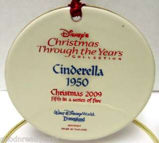 Disney CINDERELLA CHRISTMAS 2009 COLLECTOR ORNAMENT new  