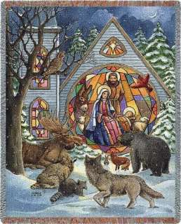 SNOWFALL NATIVITY CHRISTMAS TAPESTRY THROW BLANKET AFGHAN, MARY 