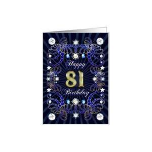  81st Birthday card, Diamonds and Jewels effect Card Toys & Games