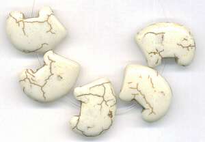 White Turquoise MAGNESITE Zuni Bear Beads 14mm x 18mm  