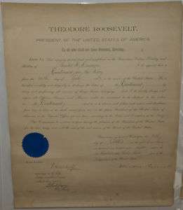 1908 President Theodore Roosevelt autographed document  