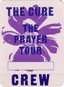 THE CURE 1989 PRAYER TOUR BACKSTAGE PASS Crew purple  