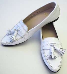 Stuart Weitzman White Patent Leather Loafers Shoes $180  