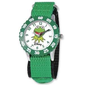   Kids Kermit Green Velcro Band Time Teacher Watch Disney Jewelry