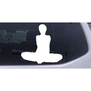  White 8in X 8.4in    Yoga Pose Silhouettes Car Window Wall 