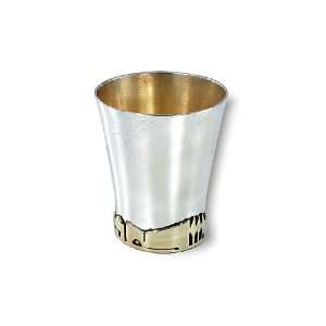  Sterling Silver Liquor Cup with Jerusalem Panorama in Gold 