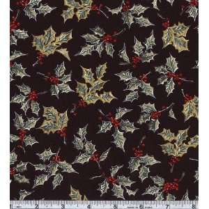   Christmas Holly Black Fabric By The Yard Arts, Crafts & Sewing