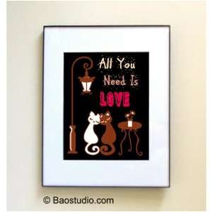 All You Need Is Love (Black) Quote by John Lennon   Framed Pop Art By 