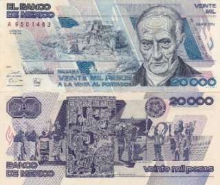 Banco de Mexico: $ 20,000 Pesos Quintana Roo Mar 28, 1989 Scan Serie 