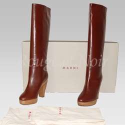 SALE! MARNI leather knee boots wooden platform 36, 37, 38, 39, 40 