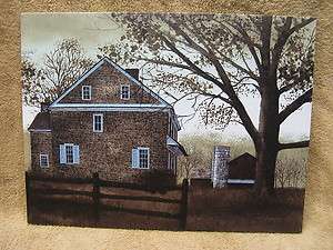 Old Country Homestead Canvas Sign Decor Painting Farm Red Brick House 