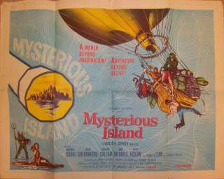 Original Folded VINTAGE MOVIE POSTER 1/2 Sheet Mysterious Island 1961 