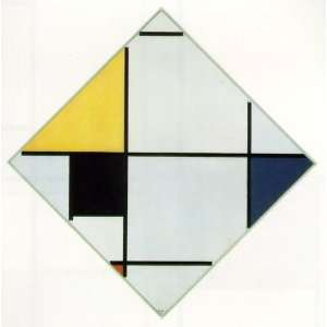   Lozenge Composition with Yellow, Black, Blue, Red, and: Home & Kitchen