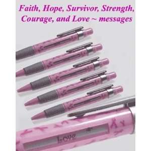 Breast Cancer Awareness Pens with Rotating Messages, 6 Pen Set