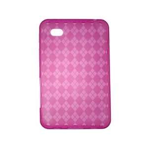  Crystal TPU Plastic Tablet Case Cover Hot Pink Checkers 
