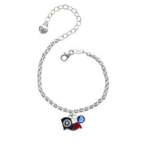  Texas Flag Ranger Silver Plated Brass Charm Bracelet with 