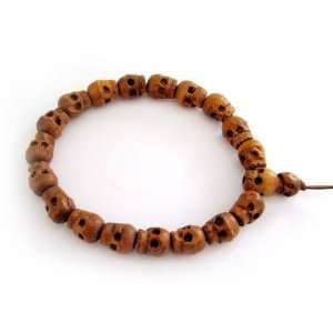    Wood Skull Beads Buddhist Prayer Wrist Mala Bracelet Jewelry