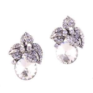  Crystal Cubic Flower Sterling Silver Plated Earrings 