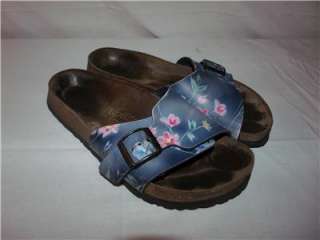 Womens PAPILLIO BIRKENSTOCK Navy Smoky Blue Floral Sandals Slides 