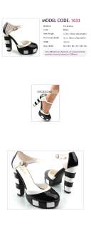 MARY JANE Celebrity Black&White Enamel Ankle Heels 5.1  
