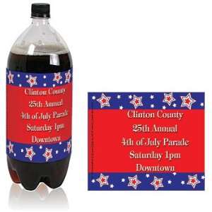  Patriotic Stars Personalized Soda Bottle Labels   Qty 12 