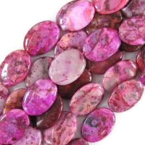  25mm pink crazy lace agate flat oval beads 16 strand 