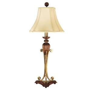  Mario Industries Wood Table Lamp with Antique Brass Finish 