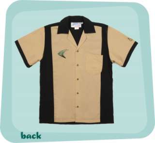 Retrobowler Black/Tan 2 tone retro bowling shirt 50s style BOOMERANG 