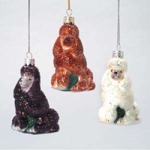 Noble Gems Blown Glass 4406 Poodle White Dog Ornament  