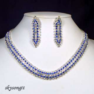 Swarovski Blue Crystal Bridal Necklace Set S1114N2  