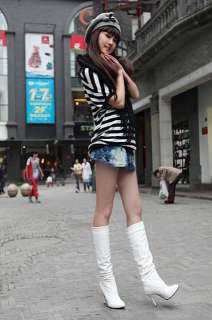 Fashion Tall Canister High Thin Heeled Boot White HOT  