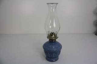 VINTAGE KAADAN LTD BLUE FLORAL OIL LAMP LANTERN 15 TALL  