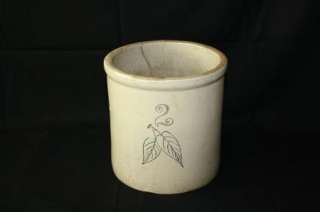 VINTAGE 2 GALLON BIRCH LEAF REDWING CROCK  