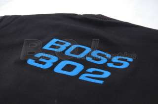 Ford Mustang Boss 302 Blue Black Wool Leather Letterman Varsity Jacket 