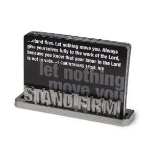  Stand Firm Metal Word Scripture Card Holder Devotional 