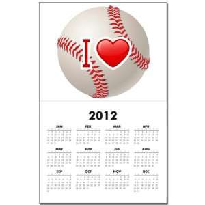    Calendar Print w Current Year I Love Baseball 