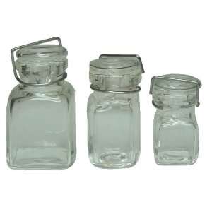   Dollhouse Miniature Set of 3 Square Glass Canning Jars: Toys & Games