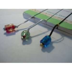  Set of 3 Bookmarks  Shimmer Glass Bead 