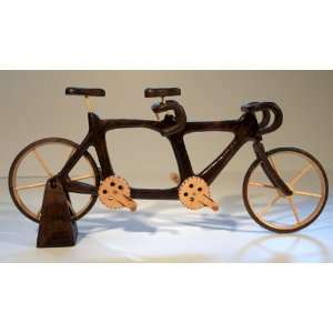 Tandem Bicycle Wooden Sculpture   Dark Woods