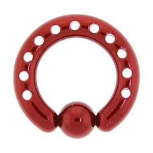  6 Gauge Industrial Punched Red Titanium Bcr Jewelry