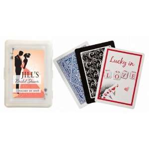 Wedding Favors Bride and Groom Design  Pink Personalized Playing Card 
