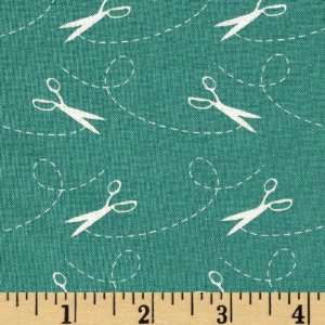  44 Wide Tailor Made Scissors Teal Fabric By The Yard 