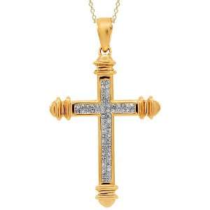  14K Rose Gold Diamond Cross Pendant 1.25 Ctw: Jewelry
