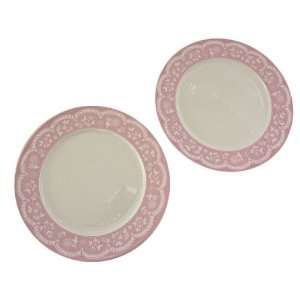  Pink and White Dinner Plates Chantilly Pattern by Ashdene 