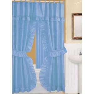 Fabric Double Swag Shower Curtain with Matching Fabric Covered Shower 