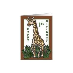  Giraffe Happy 1st Birthday Card: Toys & Games