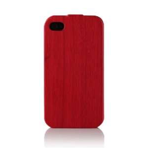   Flip Case with Front and Back Screen Protector for iPhone 4   Red Wood